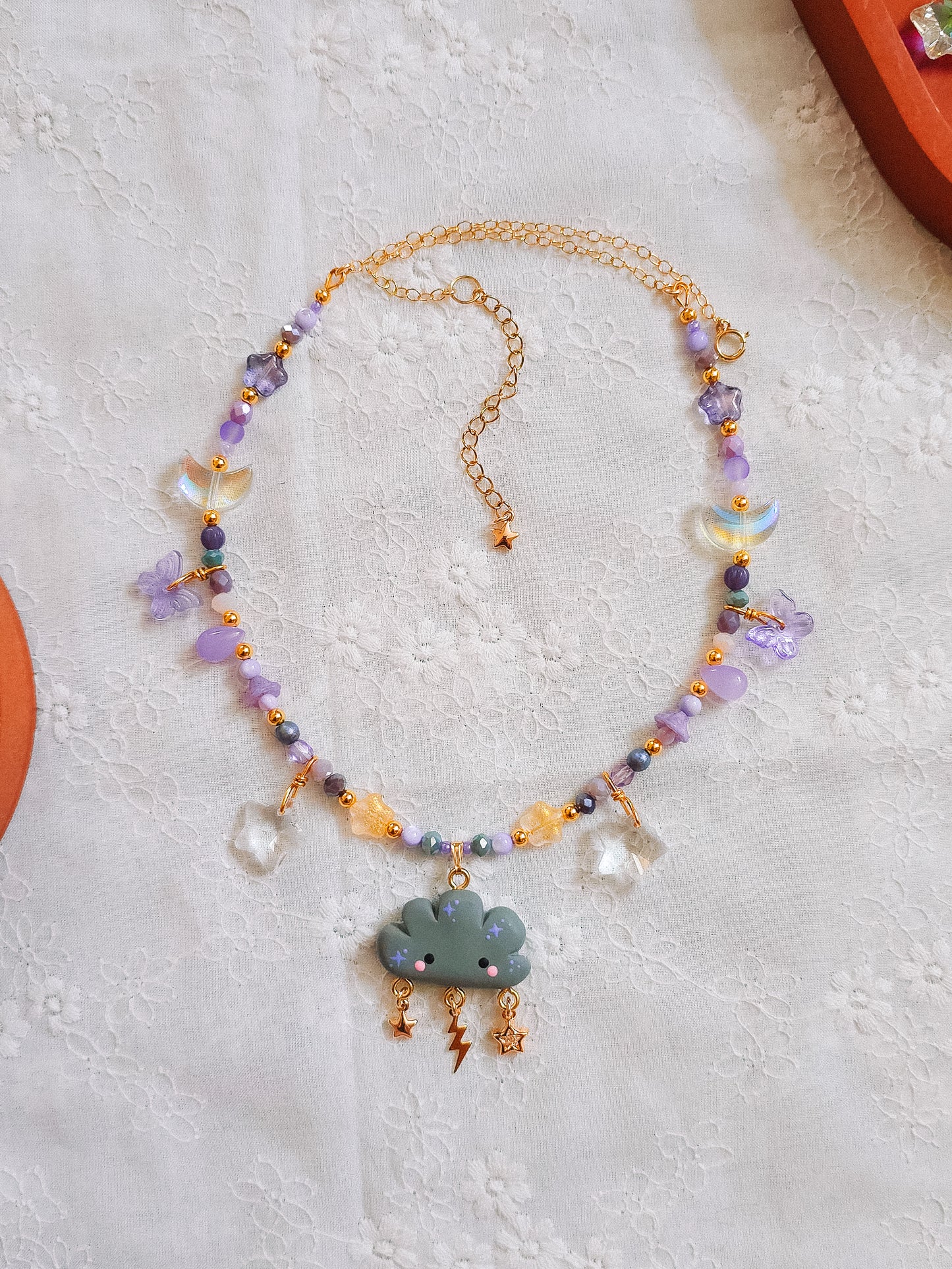 Stormy Cloud Glass Beaded Chain Necklace
