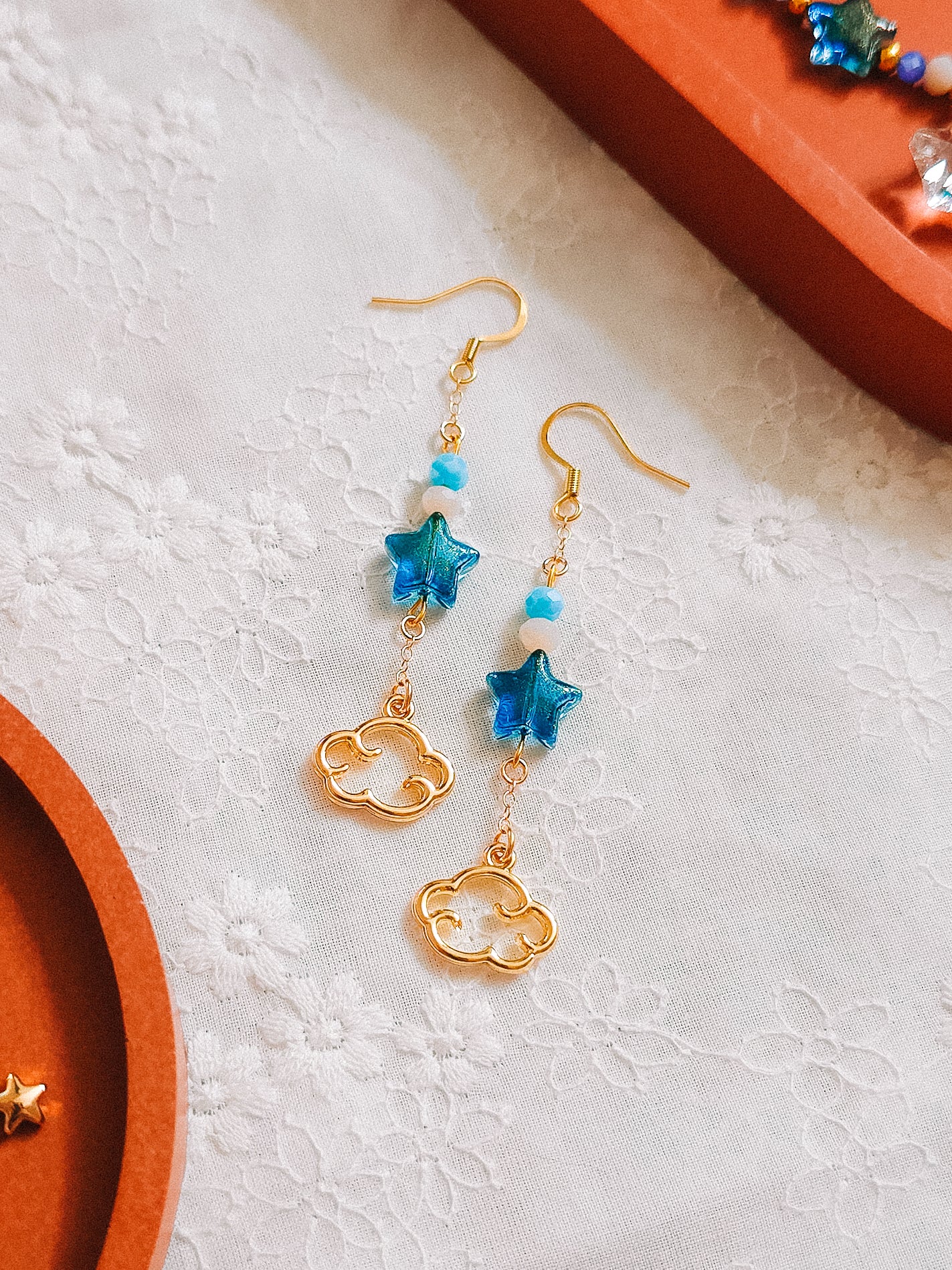 Blue Star & Cloud Charm Earrings (for Rainy Cloud necklaces)