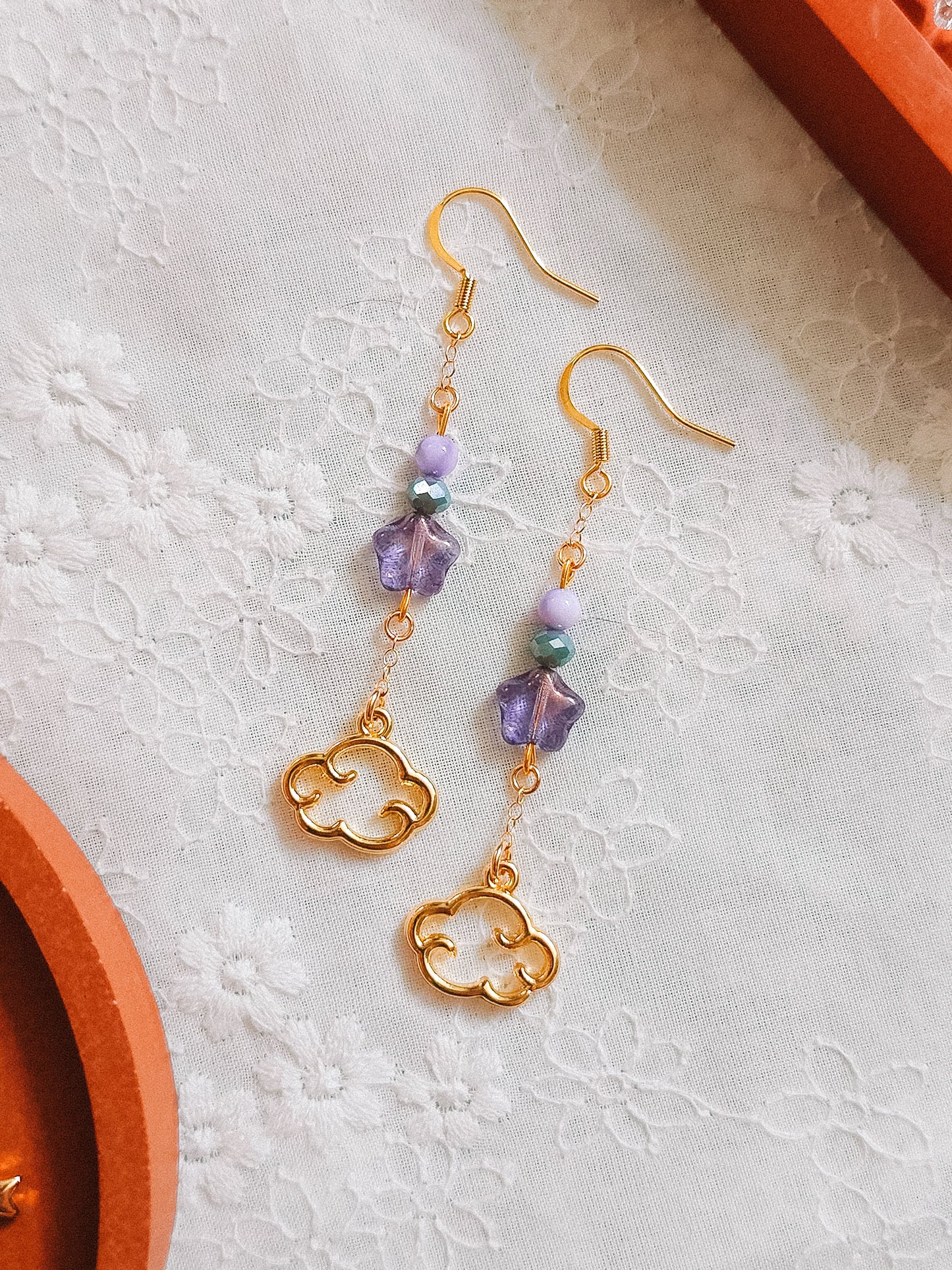 Purple Star & Cloud Charm Earrings (for Stormy Cloud necklaces)