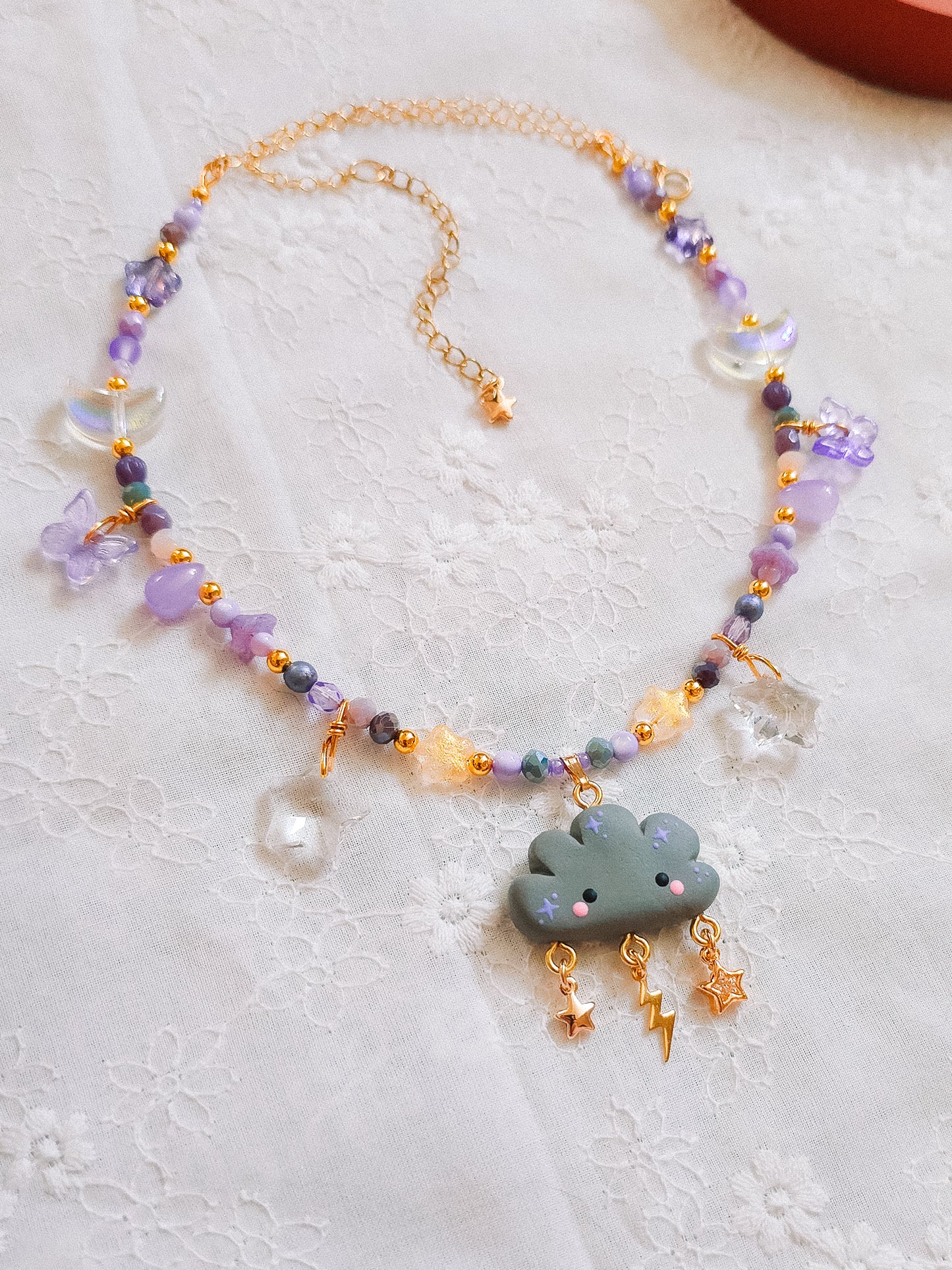 Stormy Cloud Glass Beaded Chain Necklace