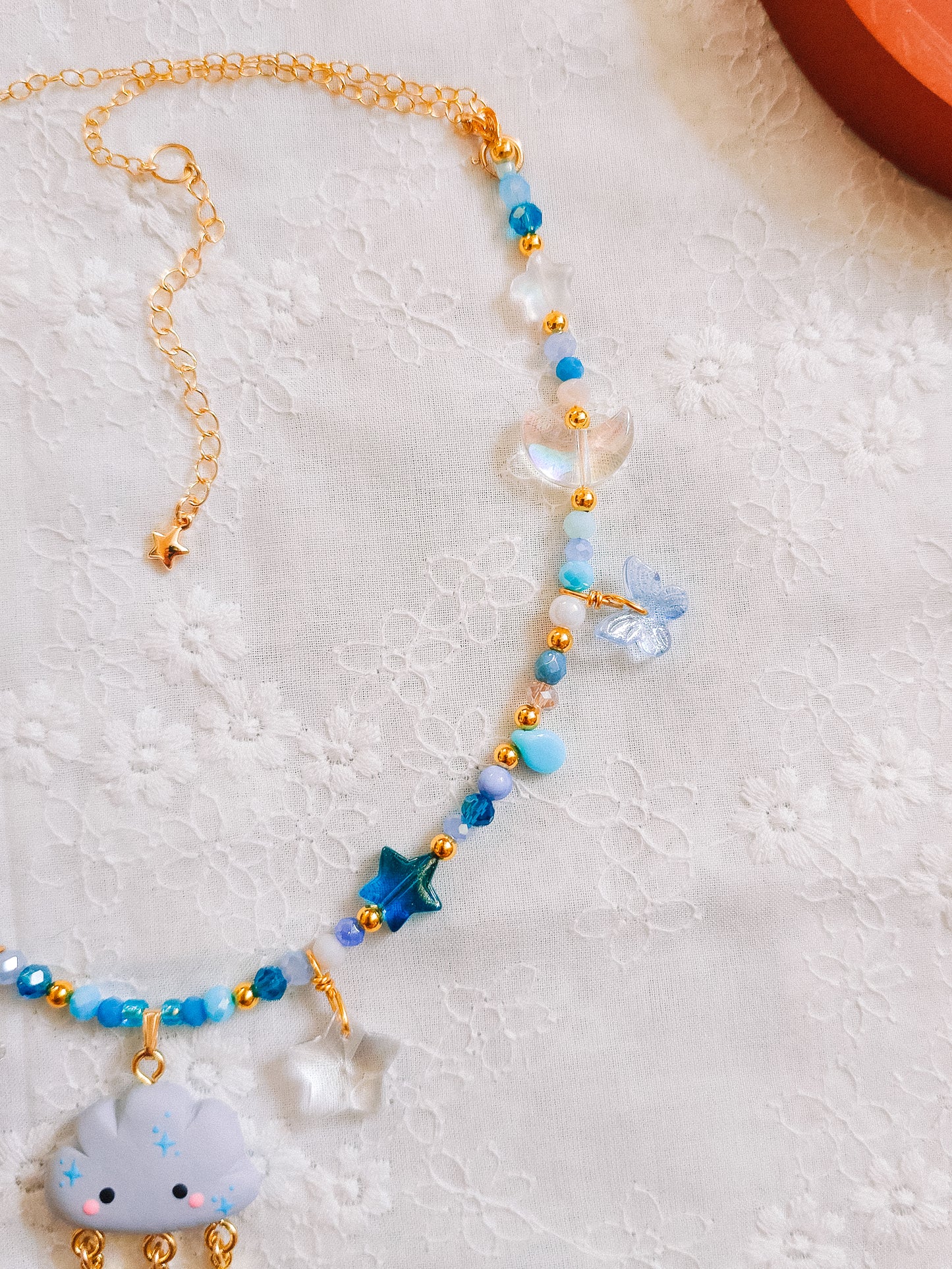 Rainy Cloud Glass Beaded Chain Necklace