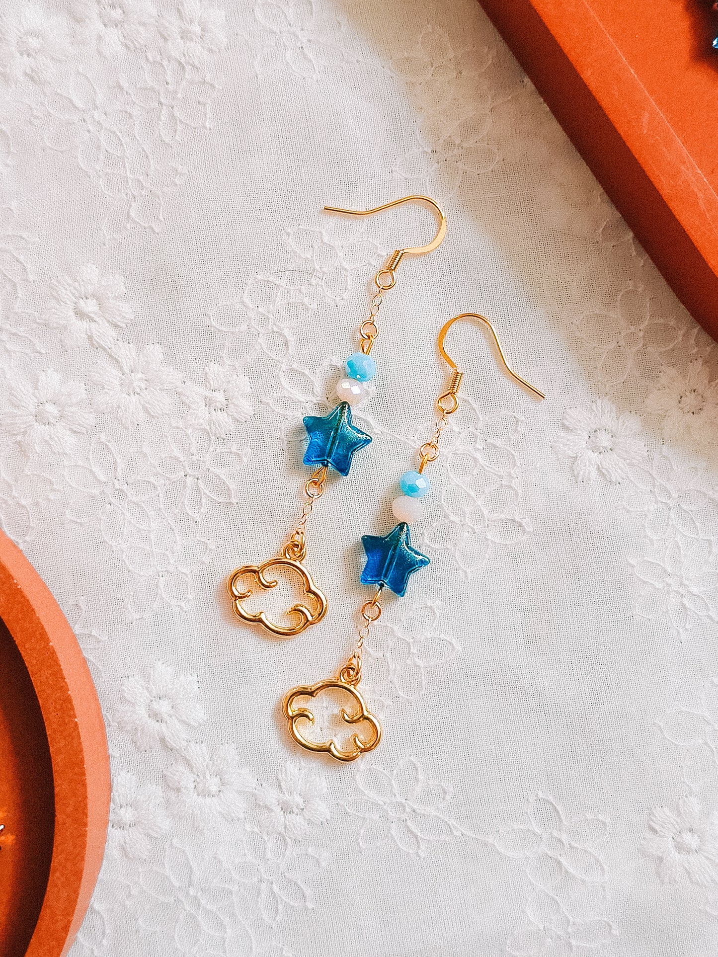 Blue Star & Cloud Charm Earrings (for Rainy Cloud necklaces)
