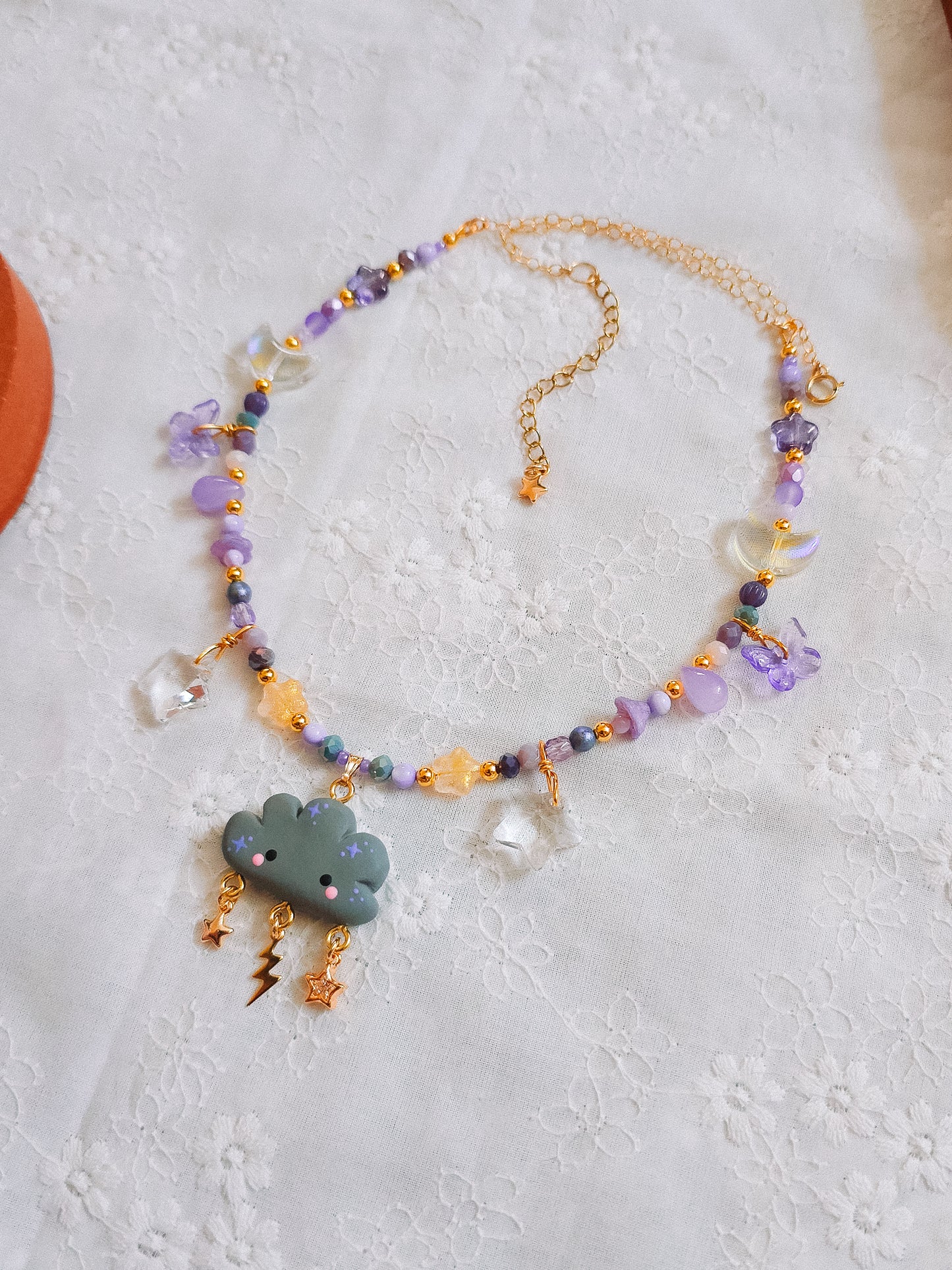 Stormy Cloud Glass Beaded Chain Necklace