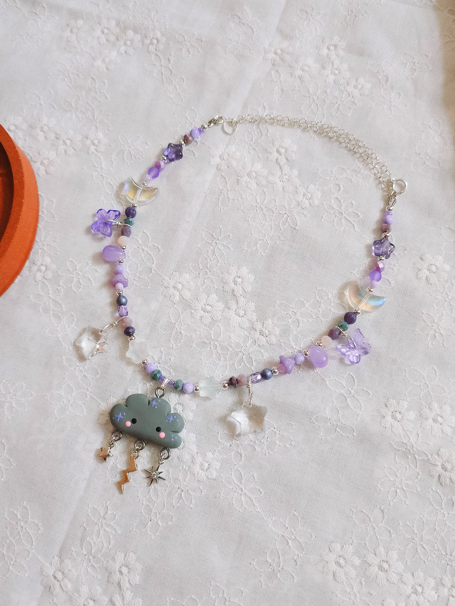 Stormy Cloud Glass Beaded Chain Necklace