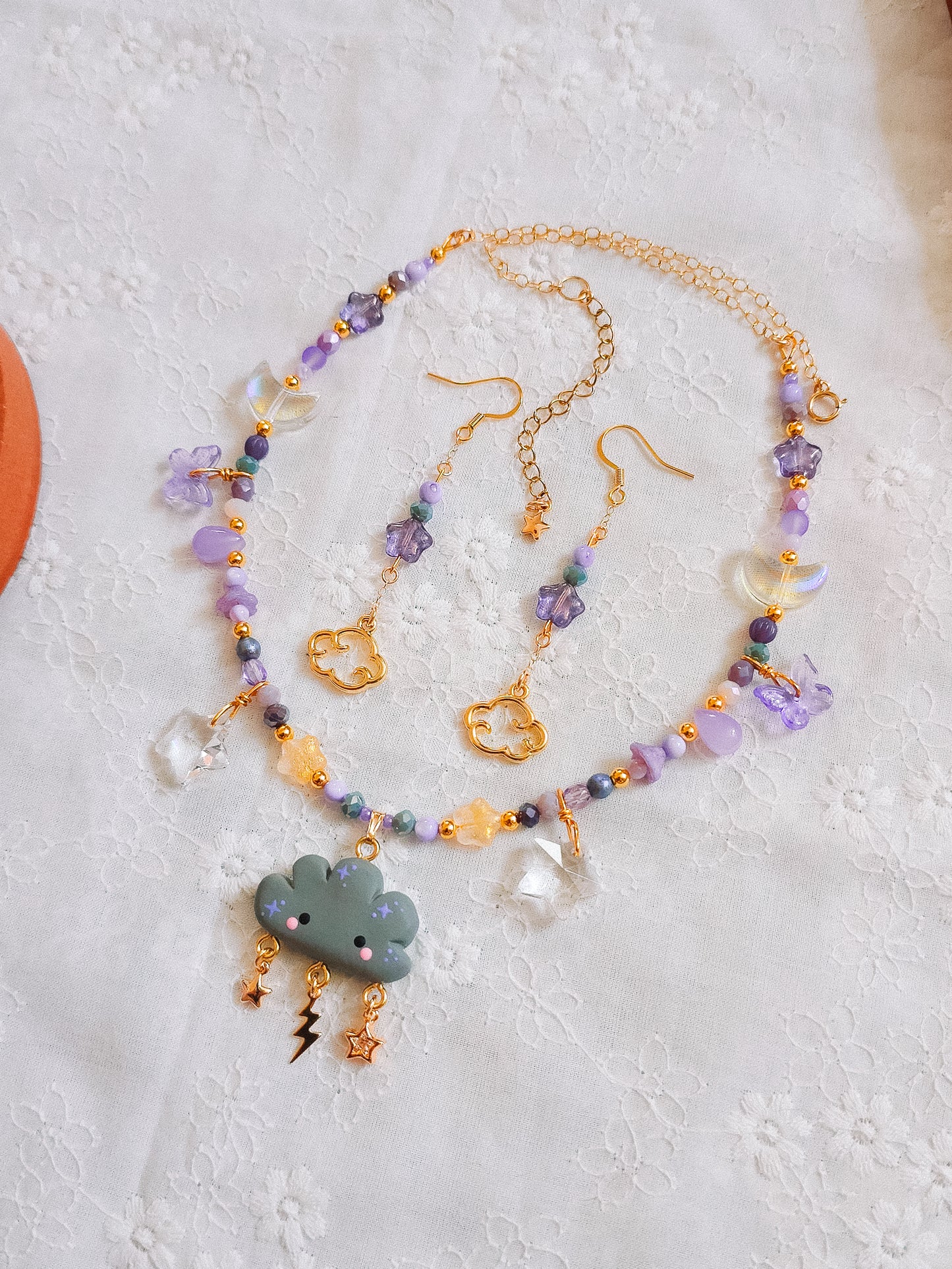 Purple Star & Cloud Charm Earrings (for Stormy Cloud necklaces)