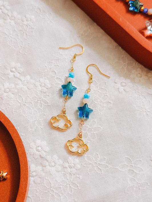 Blue Star & Cloud Charm Earrings (for Rainy Cloud necklaces)