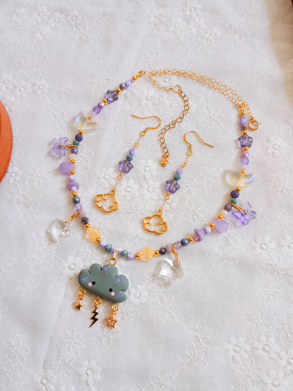 Purple Star & Cloud Charm Earrings (for Stormy Cloud necklaces)