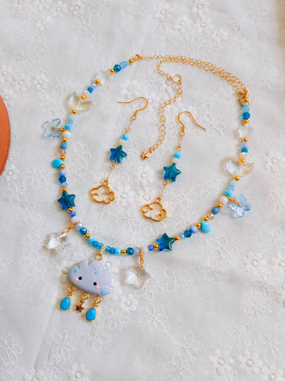 Blue Star & Cloud Charm Earrings (for Rainy Cloud necklaces)